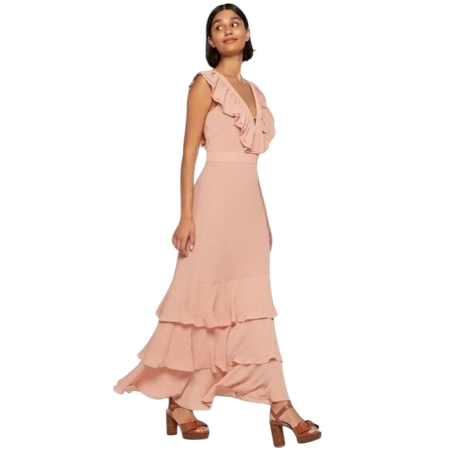 *Nwot Ted Baker London Ashleigh Ruffle-Trim Pink Maxi Gown - Sz 6